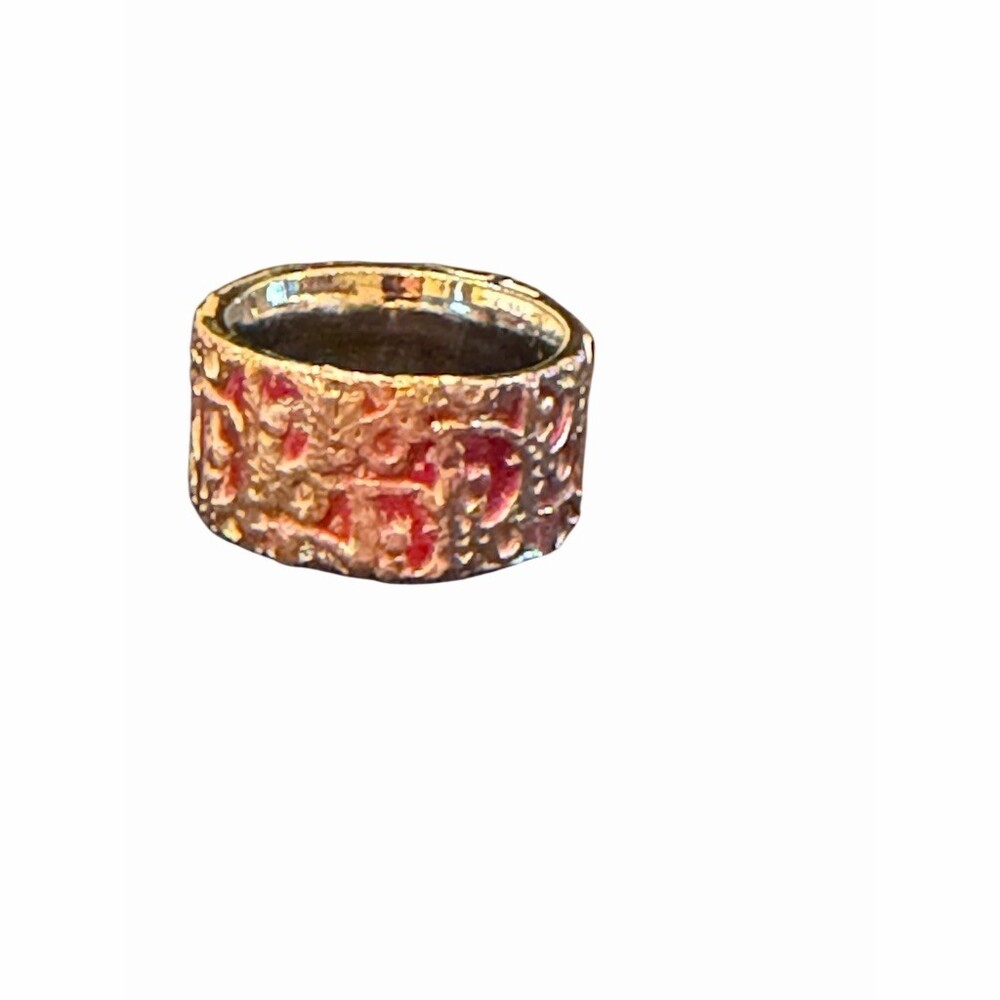 Christian Dior Red And Silver Toned Trotter Ring Sz 6 - Picture 4 of 5
